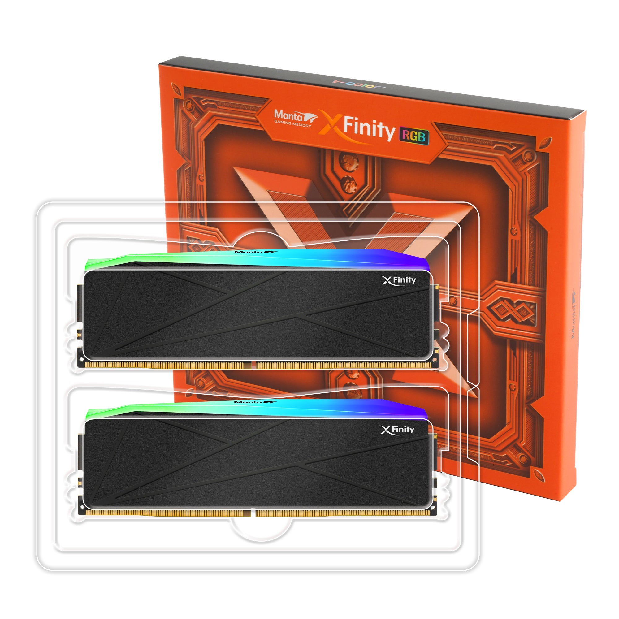 V-COLOR Manta XFinity RGB DDR5 64GB (32GB x 2) 6400MHz / ( XMP 3.0 & AMD EXPO)/( 32-38-38-80 )/1.4V RGB Gaming Desktop RAM U-DIMM Memory Module - BLACK (TMXSO8G56640KKK) V-COLOR Manta XFinity RGB DDR5 64GB (32GB x 2) 6400MHz / ( XMP 3.0 & AMD EXPO)/( 32-38-38-80 )/1.4V RGB Gaming Desktop RAM U-DIMM Memory Module - BLACK (TMXSO8G56640KKK)